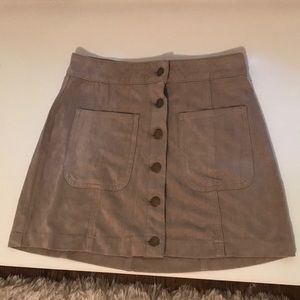 Brown suede mini skirt